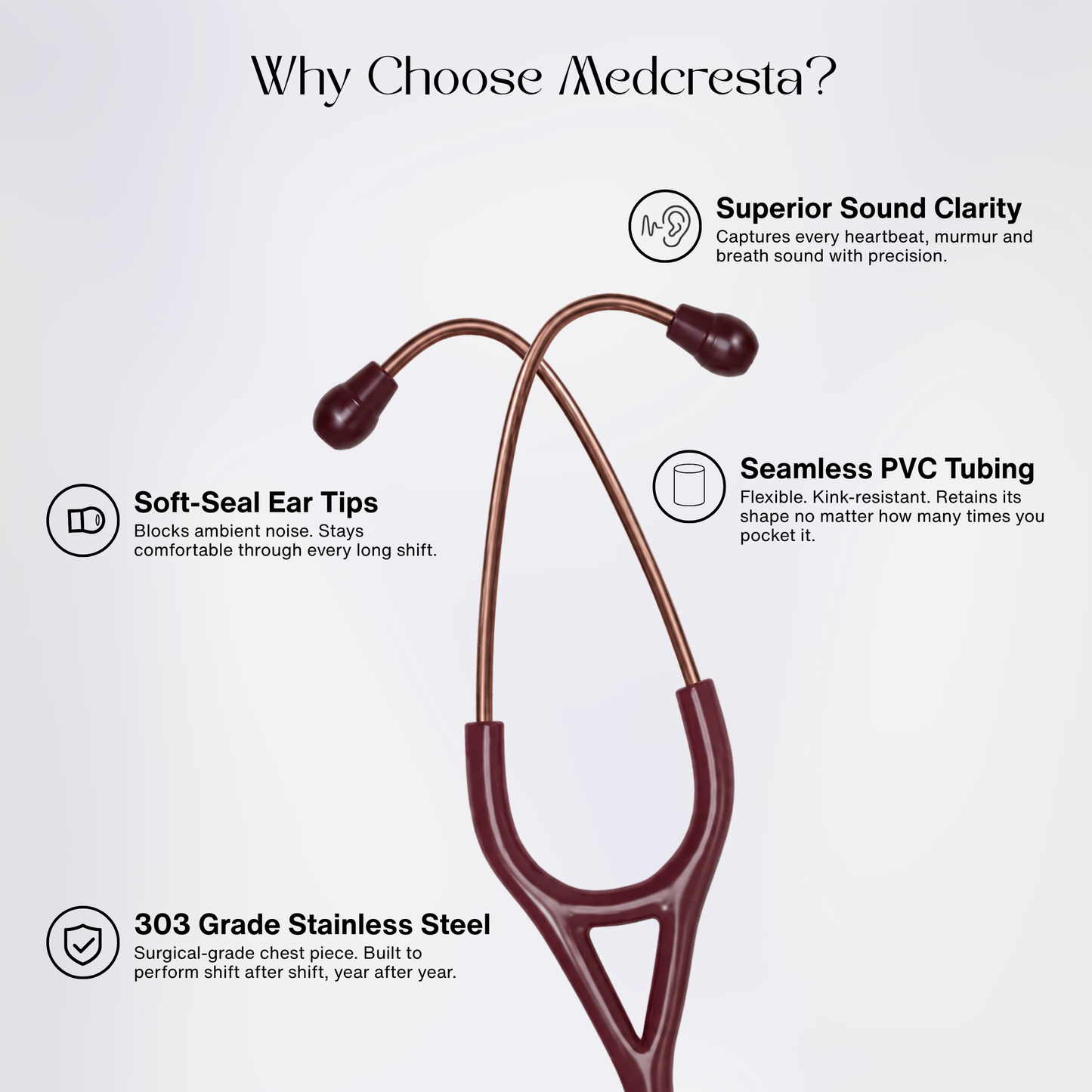 MedCresta X Lightweight Stethoscope + Free Thermometer