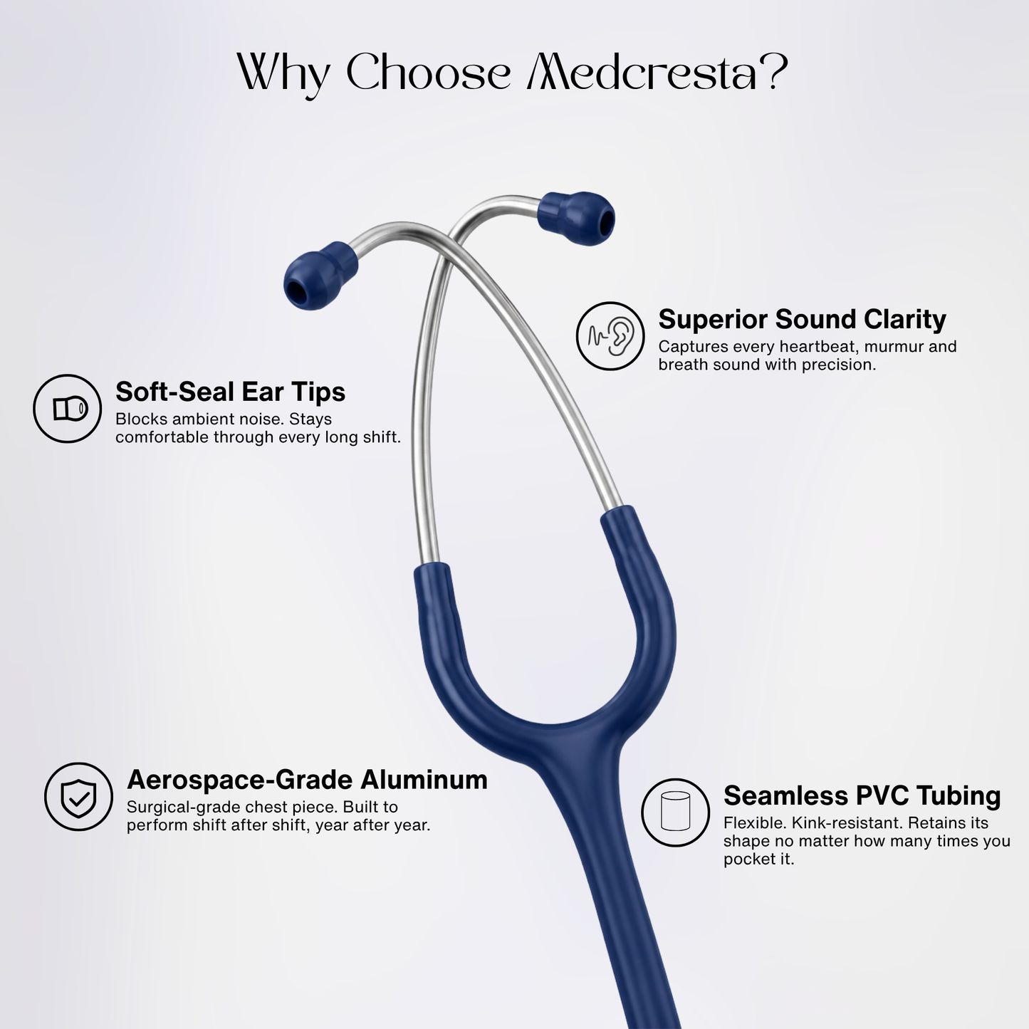 MedCresta X Ultra Lightweight Stethoscope + Free Thermometer