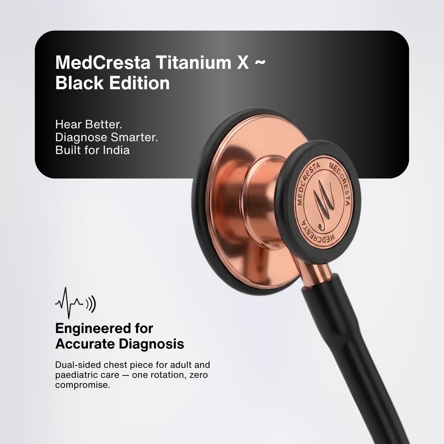 MedCresta Titanium X Stethoscope - Black