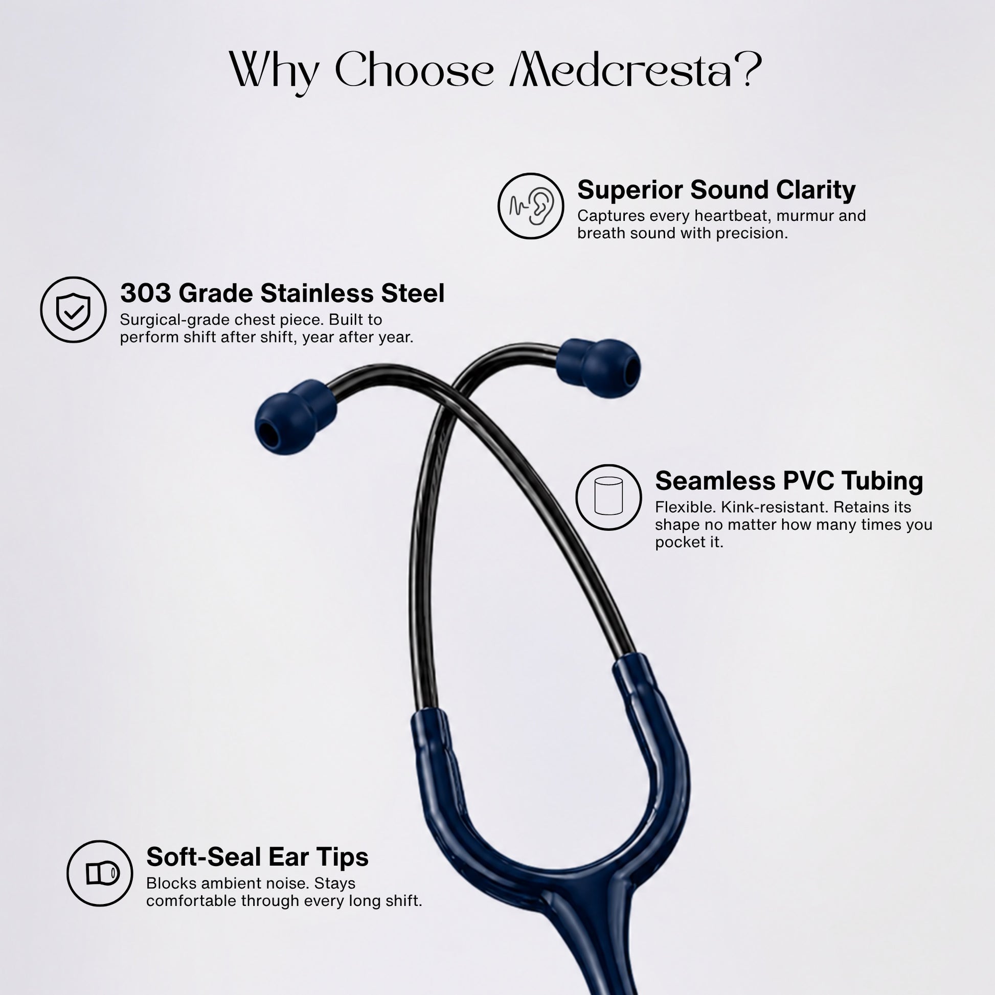 MedCresta Titanium X Stethoscope - Blue