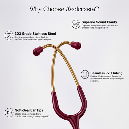 MedCresta Gold Reserve Stethoscope | Premium Dual-Head, Gold Finish