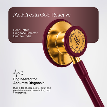 MedCresta Gold Reserve Stethoscope | Premium Dual-Head, Gold Finish