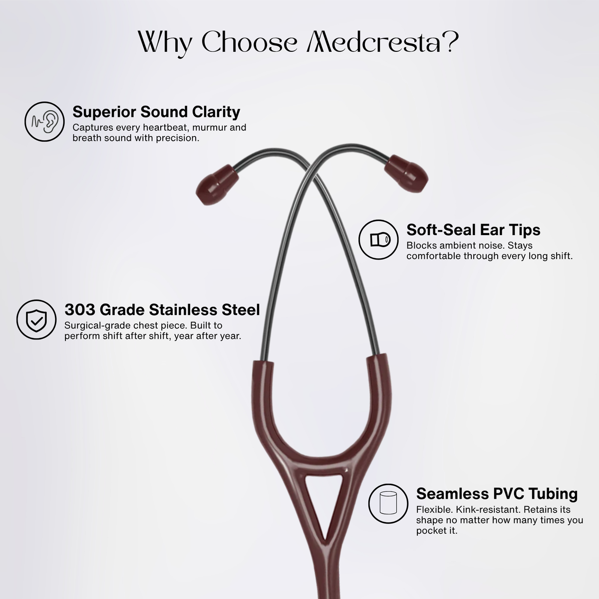 MedCresta Titanium X - ROSE GOLD STETHOSCOPE BROWN