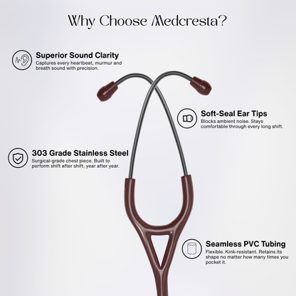 MedCresta Titanium X - ROSE GOLD STETHOSCOPE BROWN