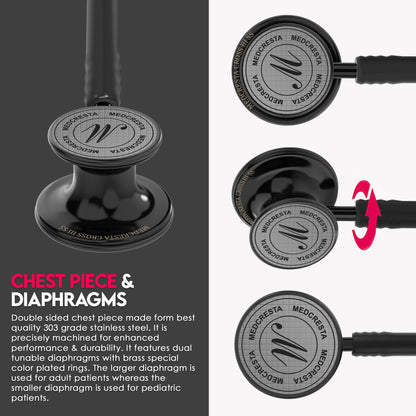 Medcretsa Cross ||  STAINLESS STEEL STETHOSCOPE - BLACK EDITION