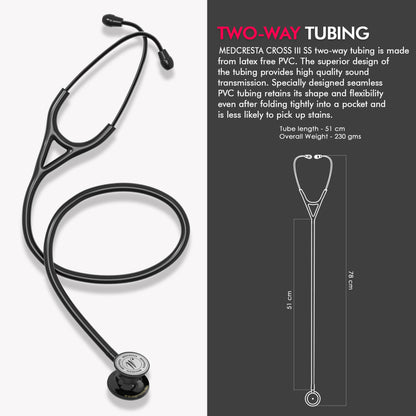 Medcretsa Cross ||  STAINLESS STEEL STETHOSCOPE - BLACK EDITION