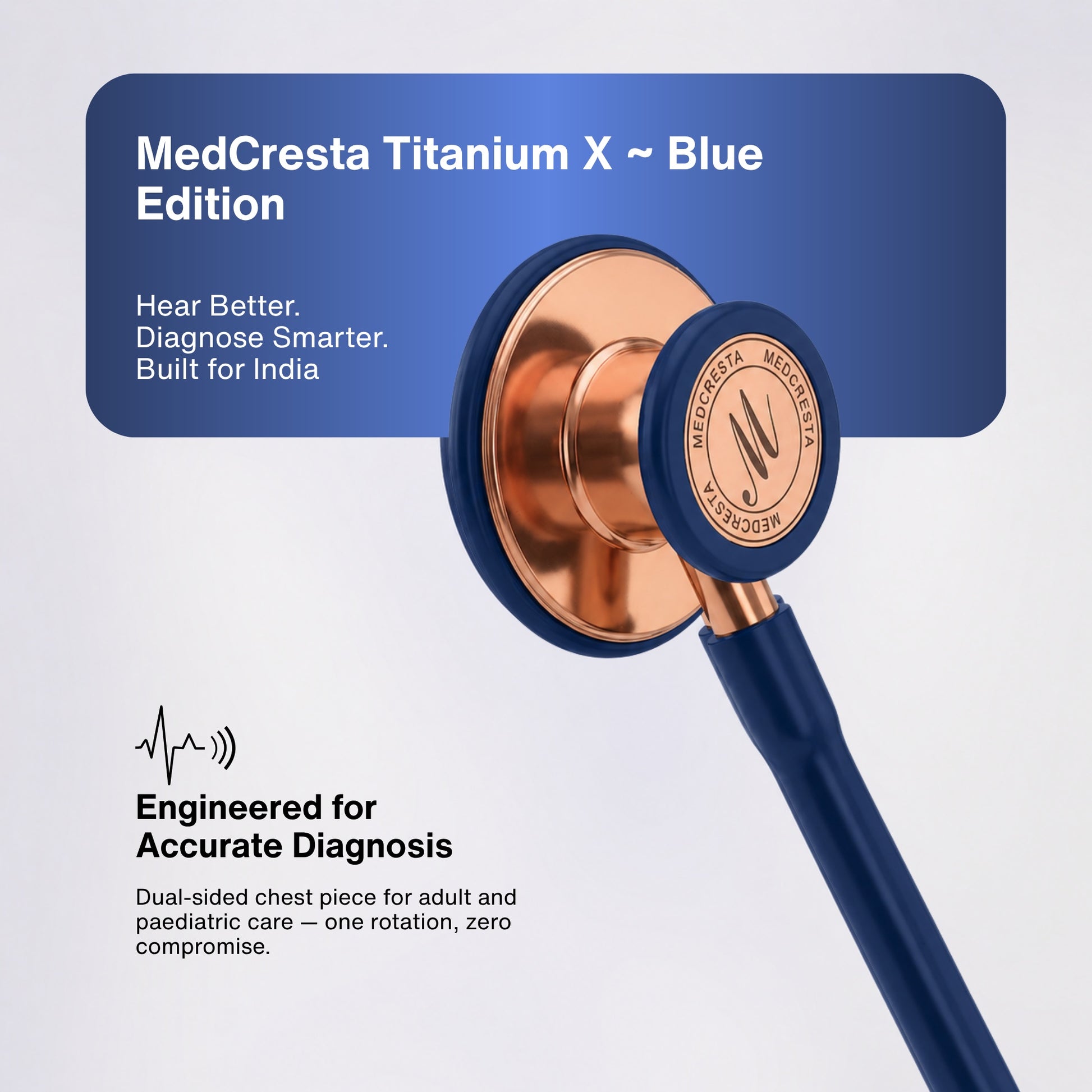 MedCresta Titanium X Stethoscope - Blue